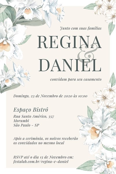 Modelo de Convite de Casamento - Orquideas Convite de Casamento - Orquideas