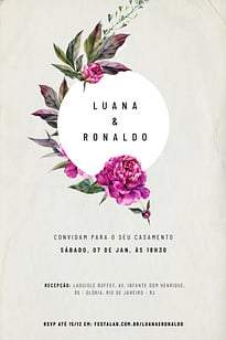 Modelo de Convite de Casamento - Peonias Roxas Convite Peônias Roxas grátis para editar