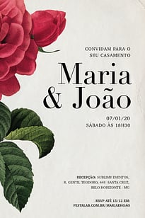 Convite Rosas Vermelhas Delicado grátis para editar