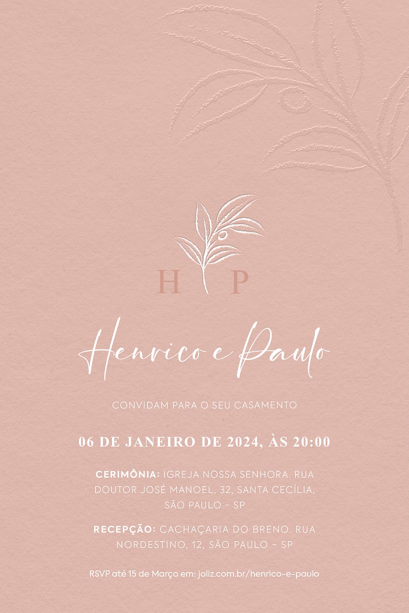 Convite Rose Gold em Relevo grátis para editar
