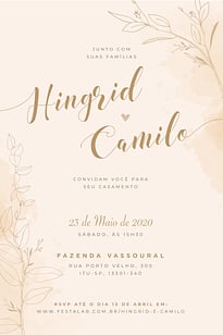 Modelo de Convite de Casamento - Rustico delicado Convite Rústico delicado grátis para editar