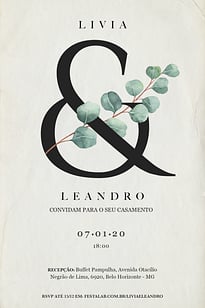 Convite Rústico Folhagem grátis para editar