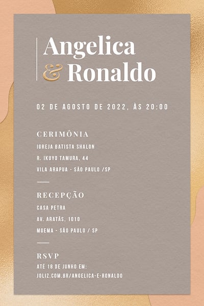 Modelo de Convite de Casamento - Simples Acinzentado Convite Simples Acinzentado grátis para editar