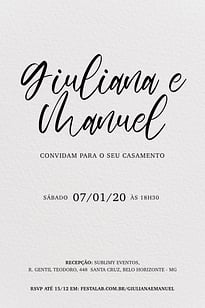 Modelo de Convite de Casamento - Simples Delicado Convite Simples Delicado grátis para editar