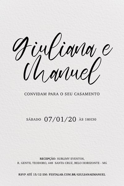 Modelo de Convite de Casamento - Simples Delicado Convite de Casamento - Simples Delicado
