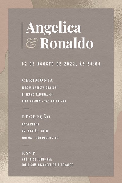 Modelo de Convite de Casamento - Simples Prateado Convite Simples Prateado grátis para editar