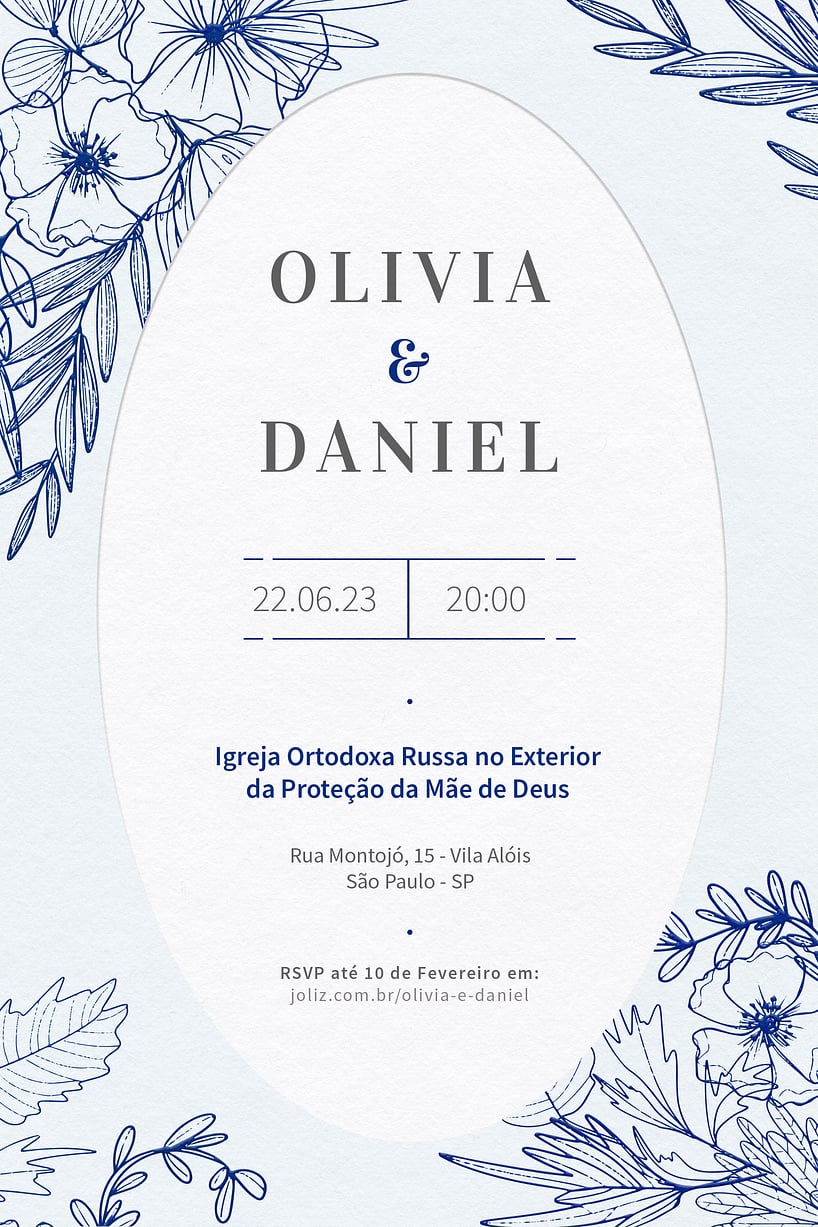 Modelo de Convite de Casamento - Tracos Azul Convite Traços Azul grátis para editar
