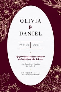 Convite Traços marsala grátis para editar