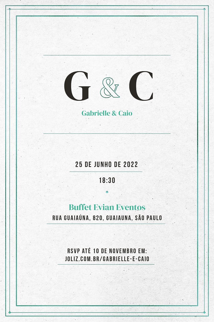 Modelo de Convite de Casamento - Tracos minimalistas verde Convite Traços minimalistas verde grátis para editar