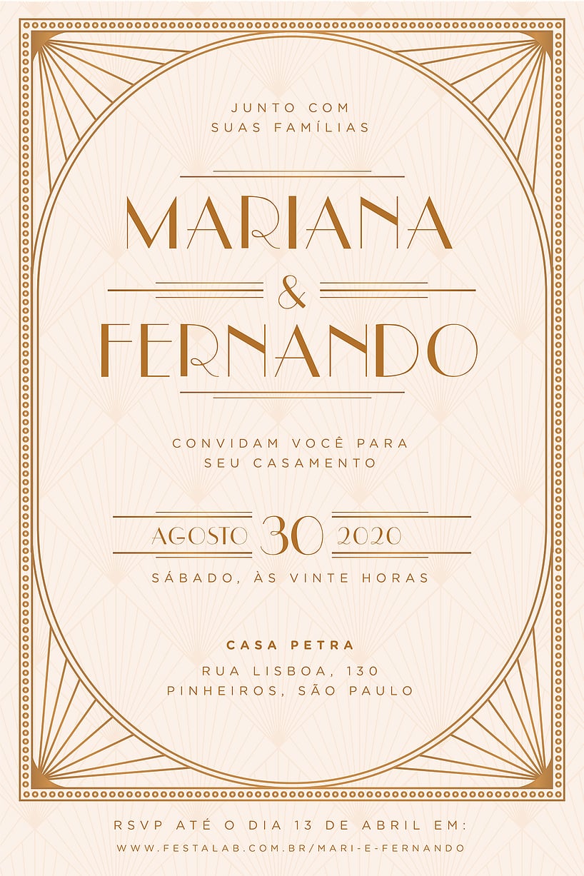 Convite de Casamento - Vintage creme