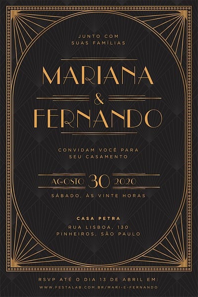 Modelo de Convite de Casamento - Vintage Escuro Convite Vintage Escuro grátis para editar
