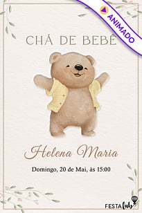 Modelo de Convite de Cha de bebe - Abraco de Ursinho Convite Abraço de Ursinho grátis para editar