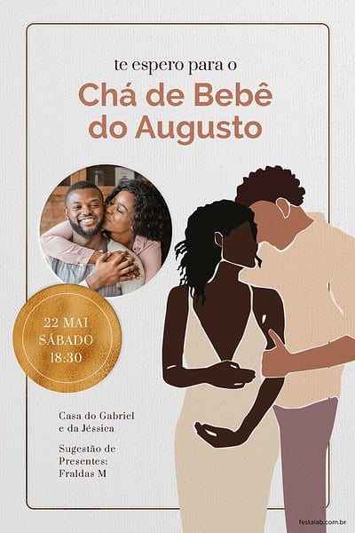 Modelo de Convite de Cha de bebe - Amor de Pais Convite Amor de Pais grátis para editar