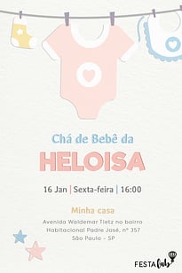 Modelo de Convite de Cha de bebe - Boas-vindas rosa Convite Boas-vindas rosa grátis para editar