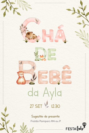 Modelo de Convite de Cha de bebe - Bosque de Outono Convite de Cha de bebe - Bosque de Outono