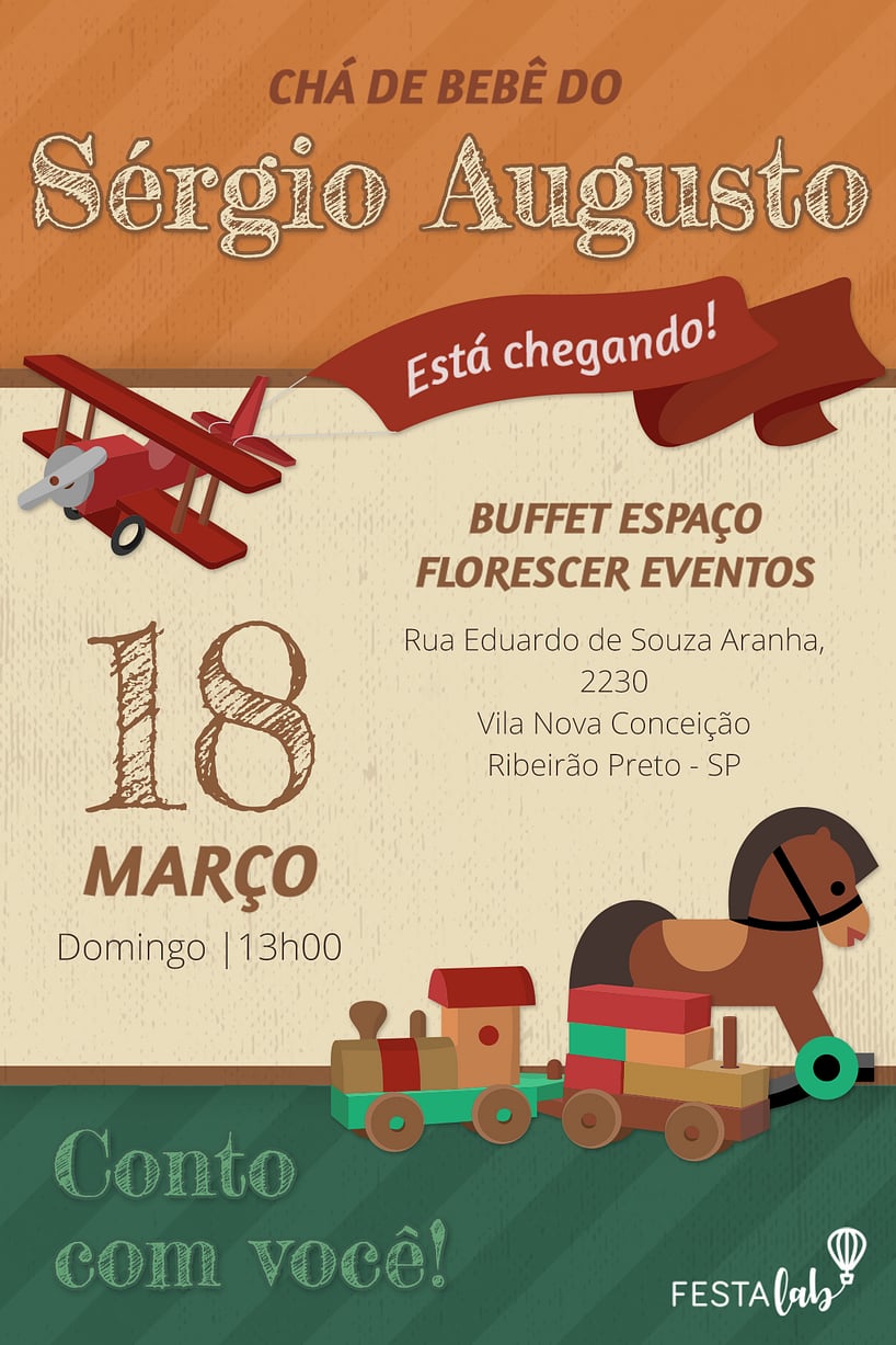 Convite Brinquedos grátis para editar