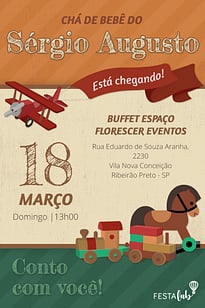 Convite Brinquedos grátis para editar