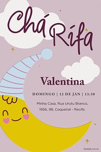 Convite Chá rifa lua rosa grátis para editar