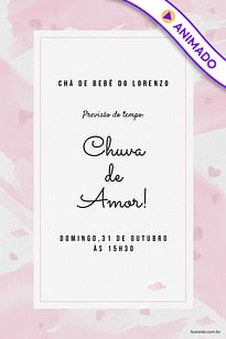 Modelo de Convite de Cha de bebe - Chuva de Amor Aquarela Rosa Convite Chuva de Amor Aquarela Rosa grátis para editar