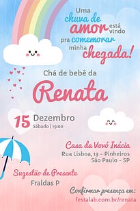 Convite Chuva de Amor grátis para editar