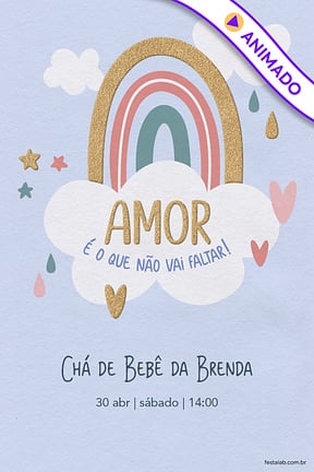 Convite de Cha de bebe - Chuva de Amor Ceu Azul