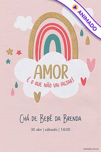 Convite Chuva de Amor Céu Rosa grátis para editar