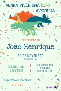 Convite Dinossauros grátis para editar
