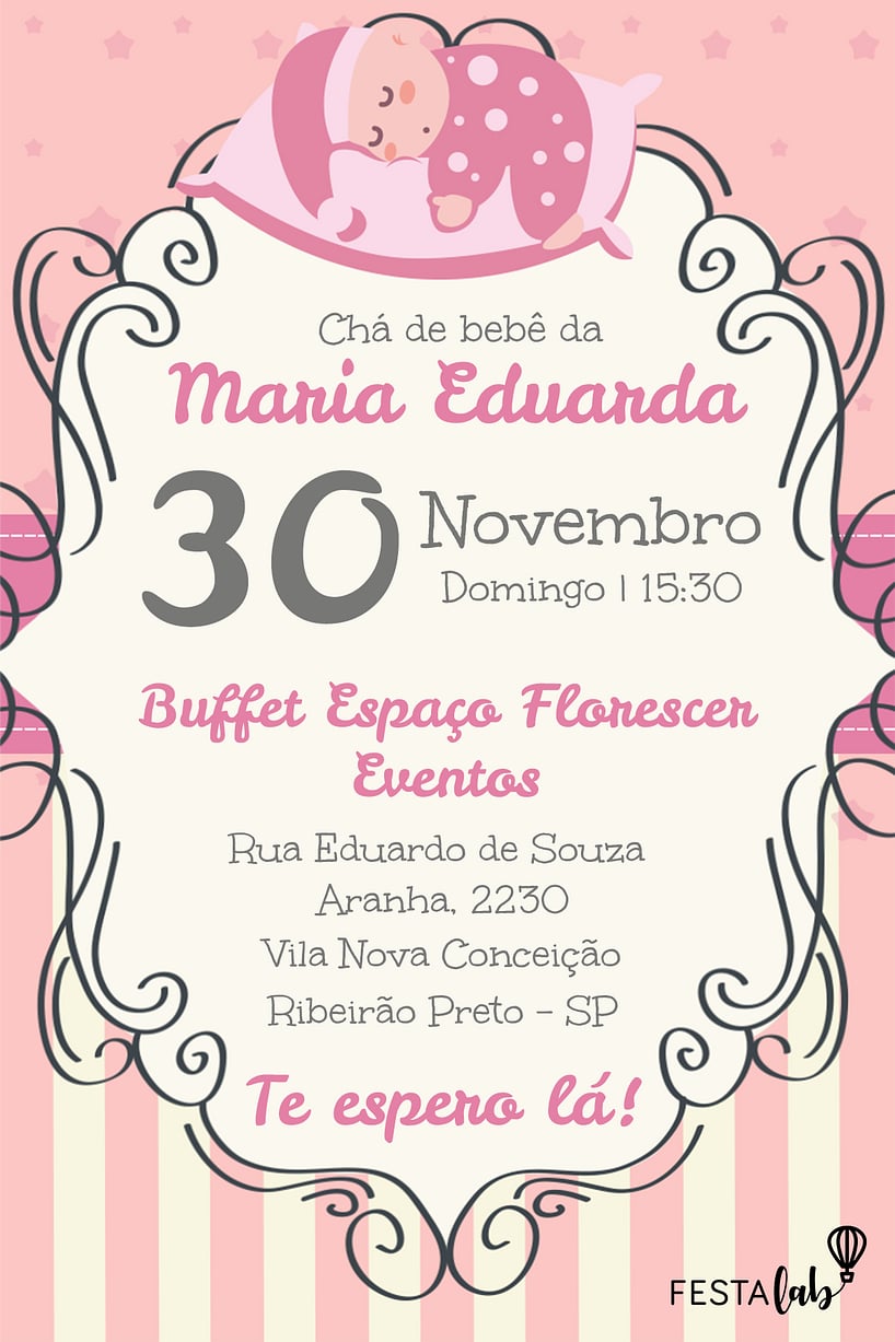 Convite Dorminhoca grátis para editar