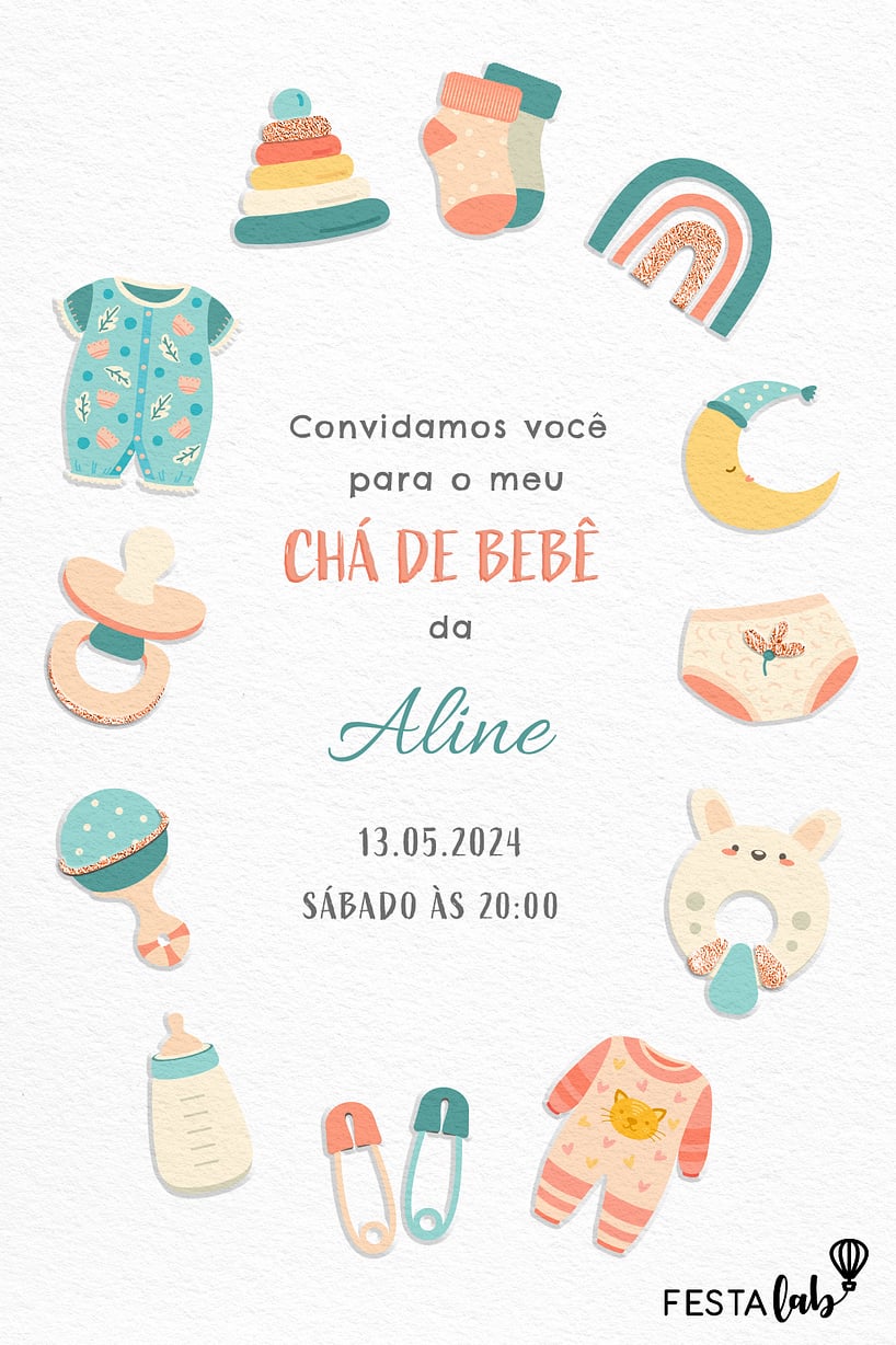 Convite Enxoval do amor grátis para editar