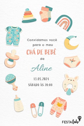 Convite de Cha de bebe - Enxoval do amor