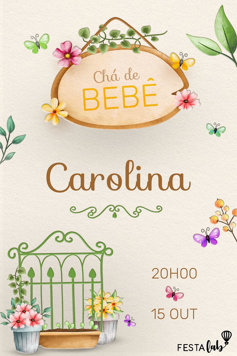 Convite Jardim Delicado grátis para editar