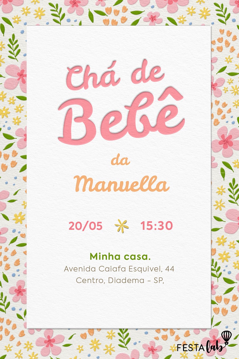 Convite de Cha de bebe - Jardim de Alegria
