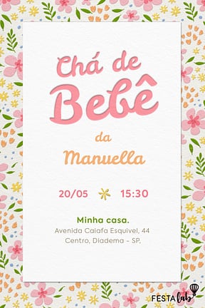 Modelo de Convite de Cha de bebe - Jardim de Alegria Convite de Cha de bebe - Jardim de Alegria