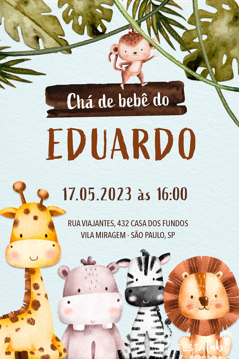 Convite para Chá de Bebê Virtual: +60 Convite Chá de Fraldas Online –  Modelos de Convite
