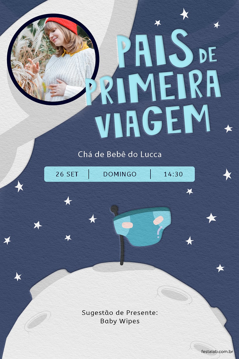 Convite de Cha de bebe - Pais de Primeira Viagem escuro