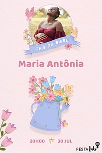 Convite Regador com Flores grátis para editar