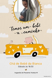 Convite Solzinho amarelinho aquarela grátis para editar