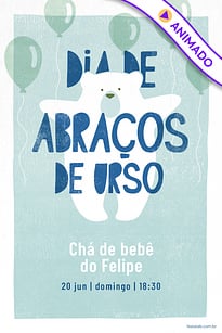 Modelo de Convite de Cha de bebe - Ursinho Com Baloes Azul Convite Ursinho Com Balões Azul grátis para editar