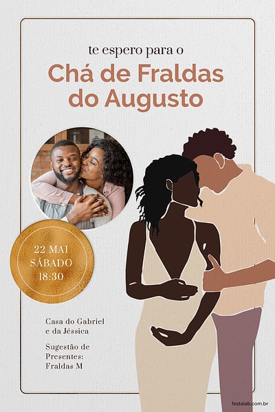 Modelo de Convite de Cha de fraldas - Amor de Pais Convite Amor de Pais grátis para editar