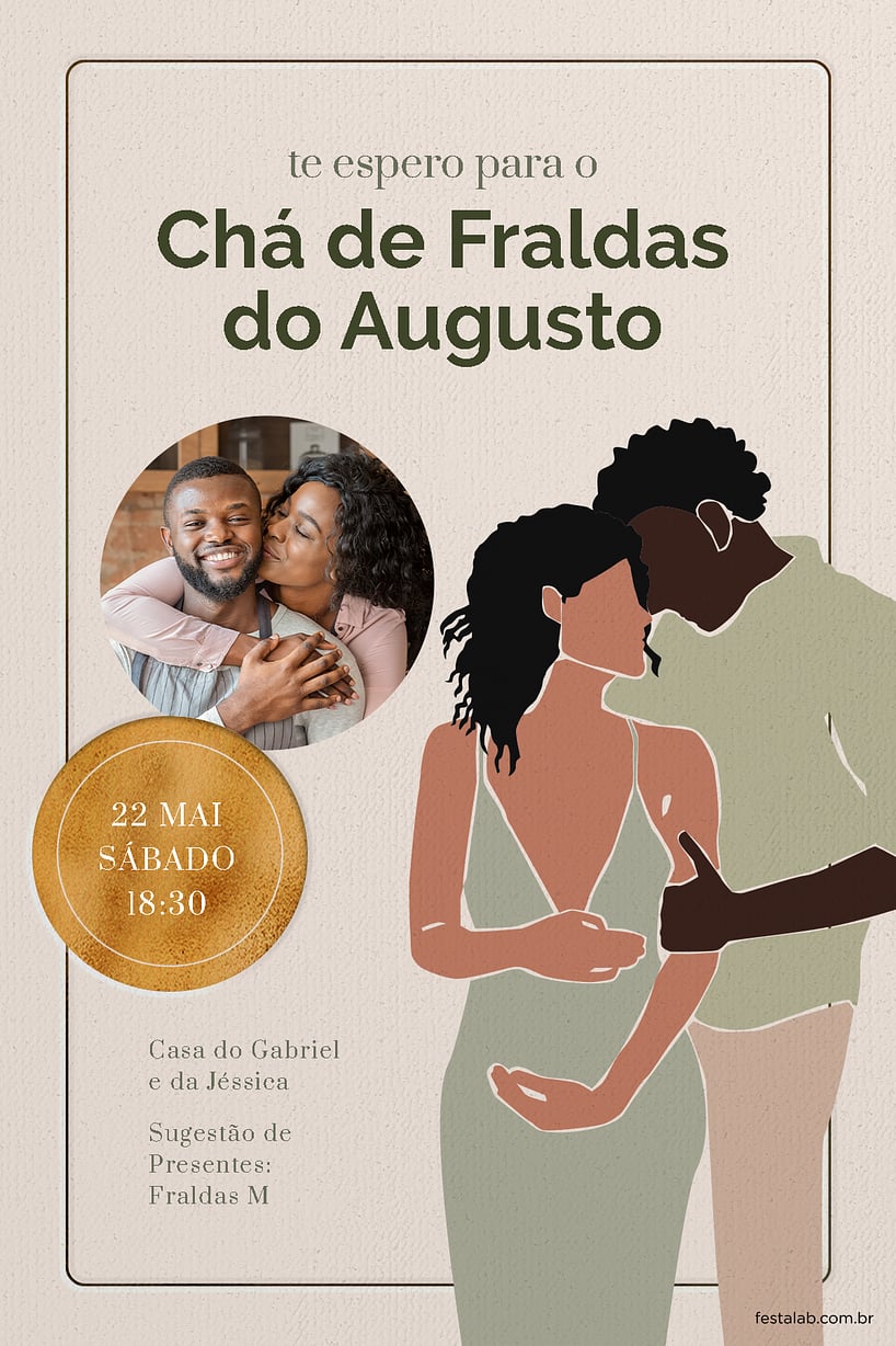 Convite Amor de Pais verde grátis para editar