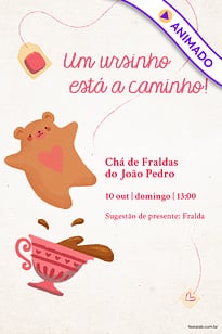 Modelo de Convite de Cha de fraldas - Cha do Ursinho Rosa Convite Chá do Ursinho Rosa grátis para editar