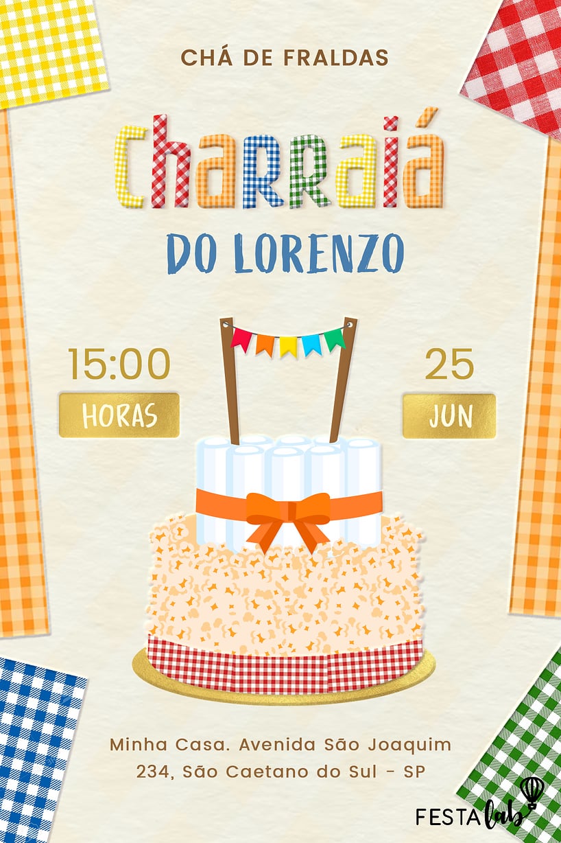 Convite Charraiá grátis para editar