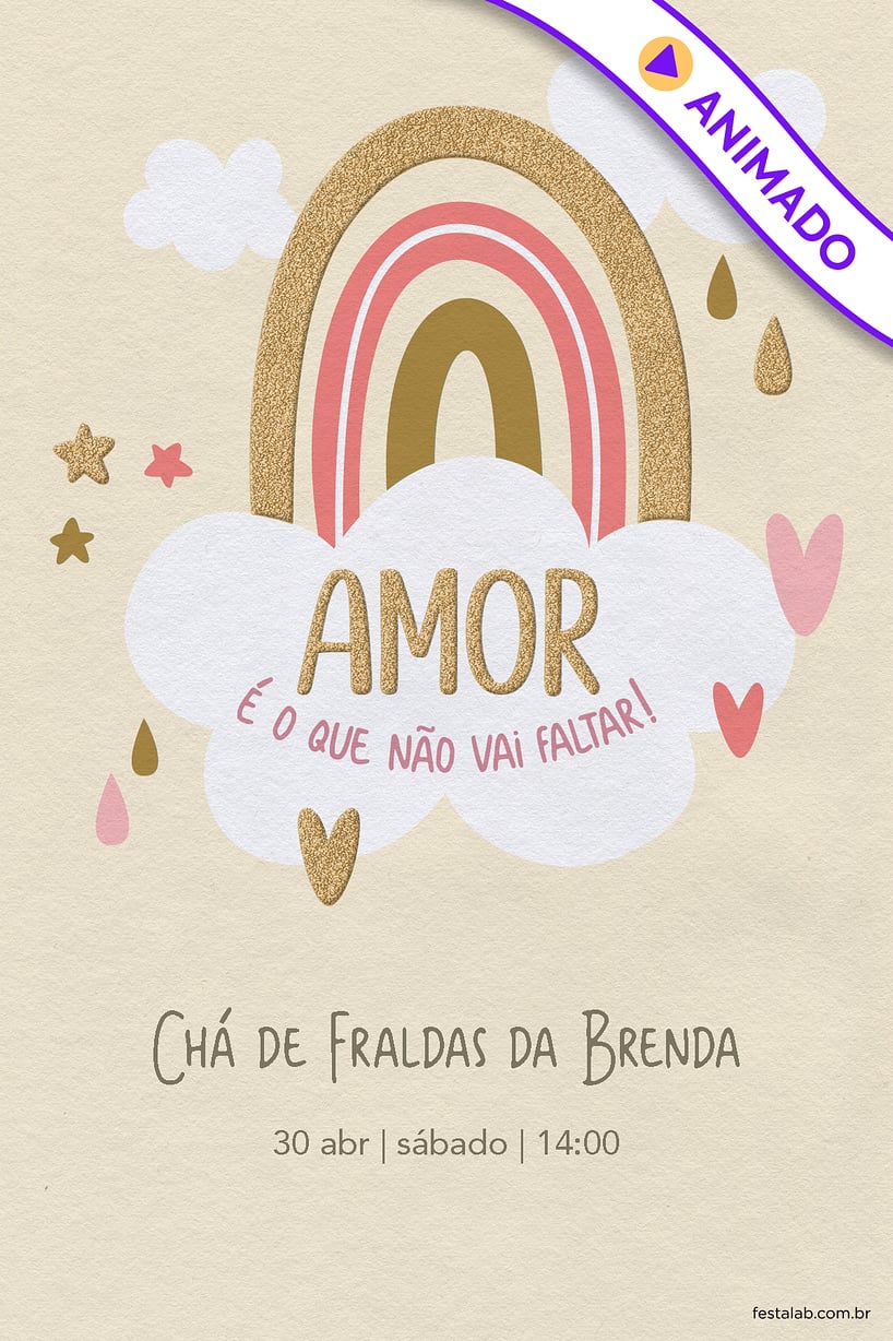 Convite Chuva de Amor Céu Amarelo grátis para editar