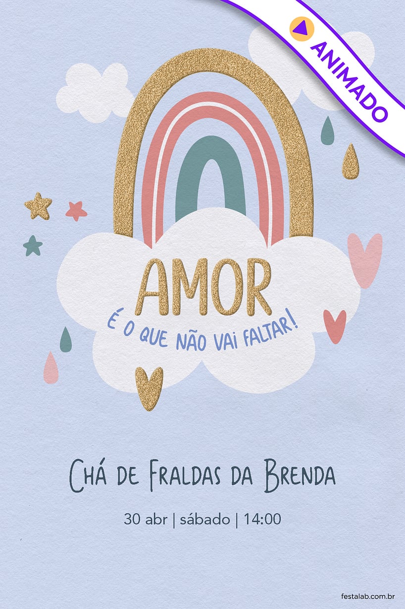 Convite Chuva de Amor Céu Azul grátis para editar