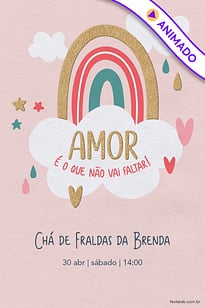 Convite Chuva de Amor Céu Rosa grátis para editar