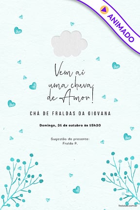 Modelo de Convite de Cha de fraldas - Chuva de Paixao Azul Convite de Cha de fraldas - Chuva de Paixao Azul