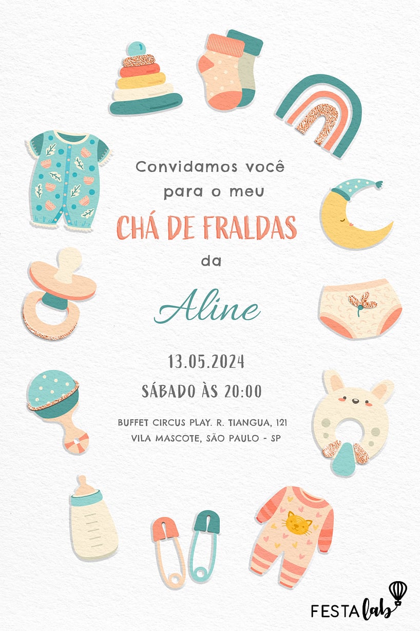 Convite Enxoval do amor grátis para editar