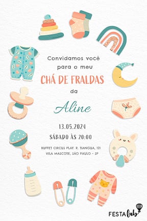 Modelo de Convite de Cha de fraldas - Enxoval do amor Convite de Cha de fraldas - Enxoval do amor