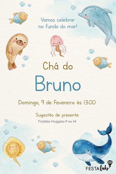 Convite Meu peixinho grátis para editar