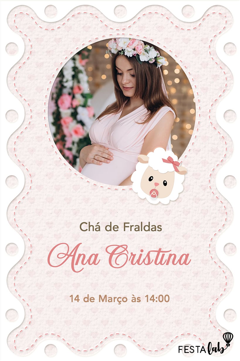 Convite de Cha de fraldas - Ovelhinha